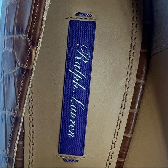 RALPH LAUREN Purple Label Celia Brown Embossed Leather Pumps ITALY 39.5 - Picture 4 of 9